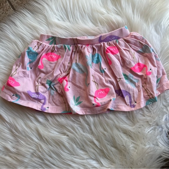 Carter's Other - Carter’s Pink Blue and Gold Flamingo Print Flounce Skater Skirt